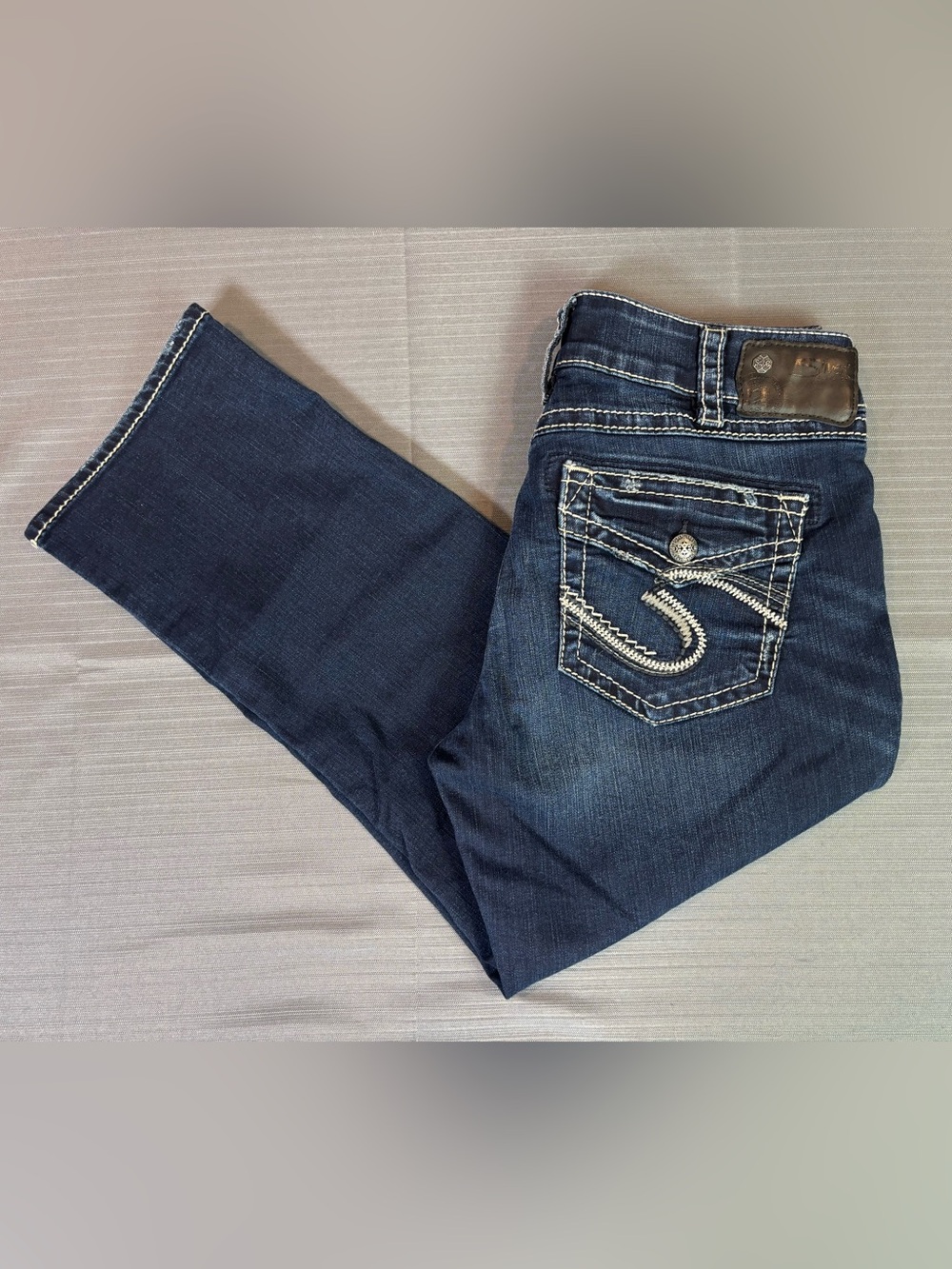 Silver Jeans Suki Mid Capri Womens 30 Dark Wash Stretch Bootcut Y2K